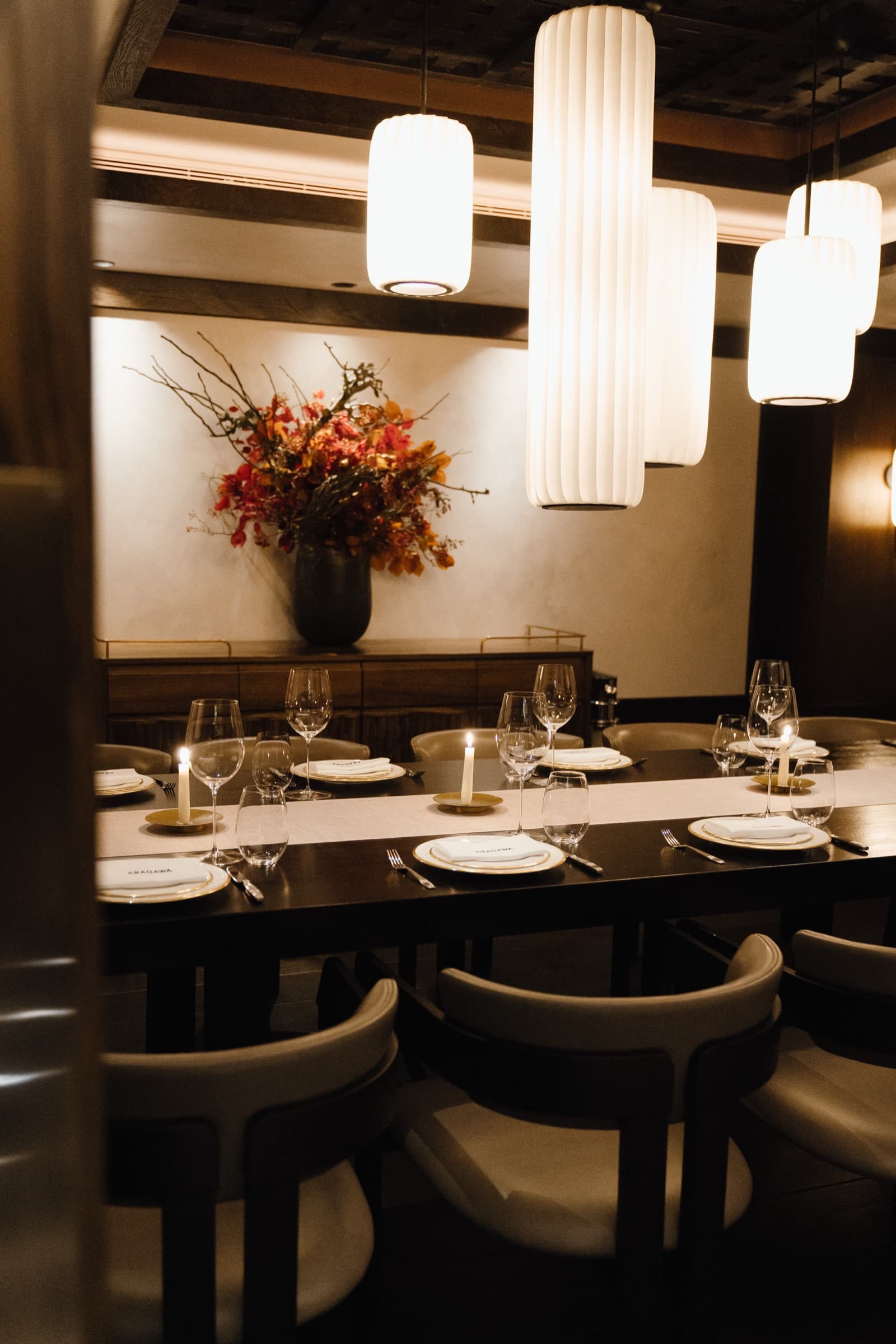 Aragawa's private dining room in Mayfair set for dinner